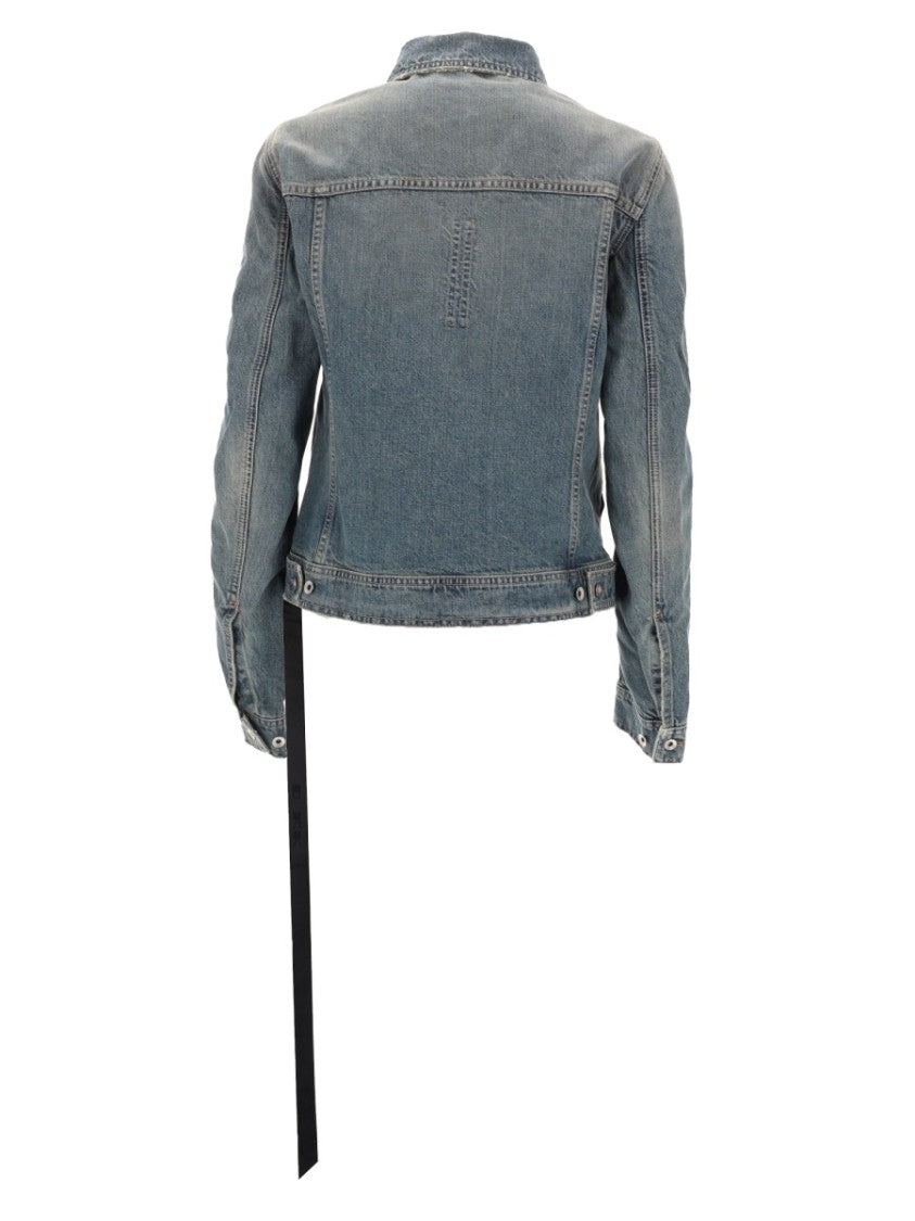 Drkshdw By Rick Owens Blue Faded Strap Detail Denim Jacket