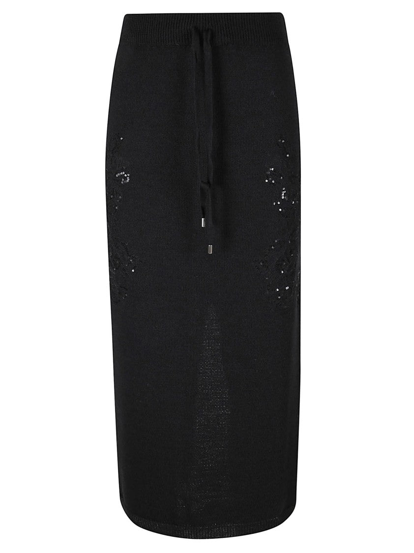 Ermanno Firenze Knee-Length Black Skirt With Ribbed Waistband