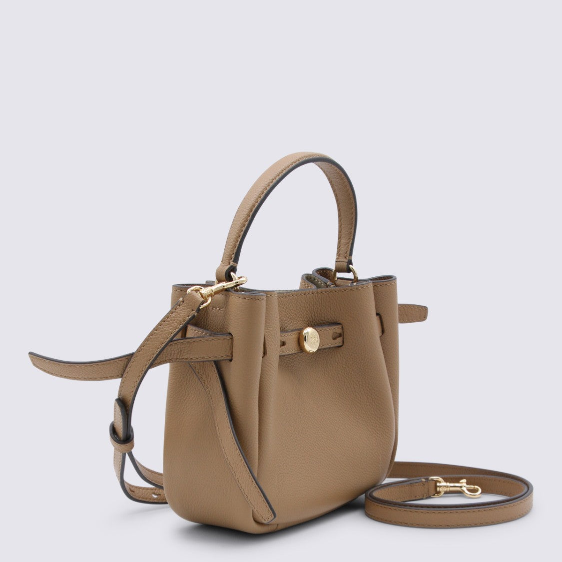 Tory Burch Structured Handbag With Pebbled Texture And Gold-Tone Emblem