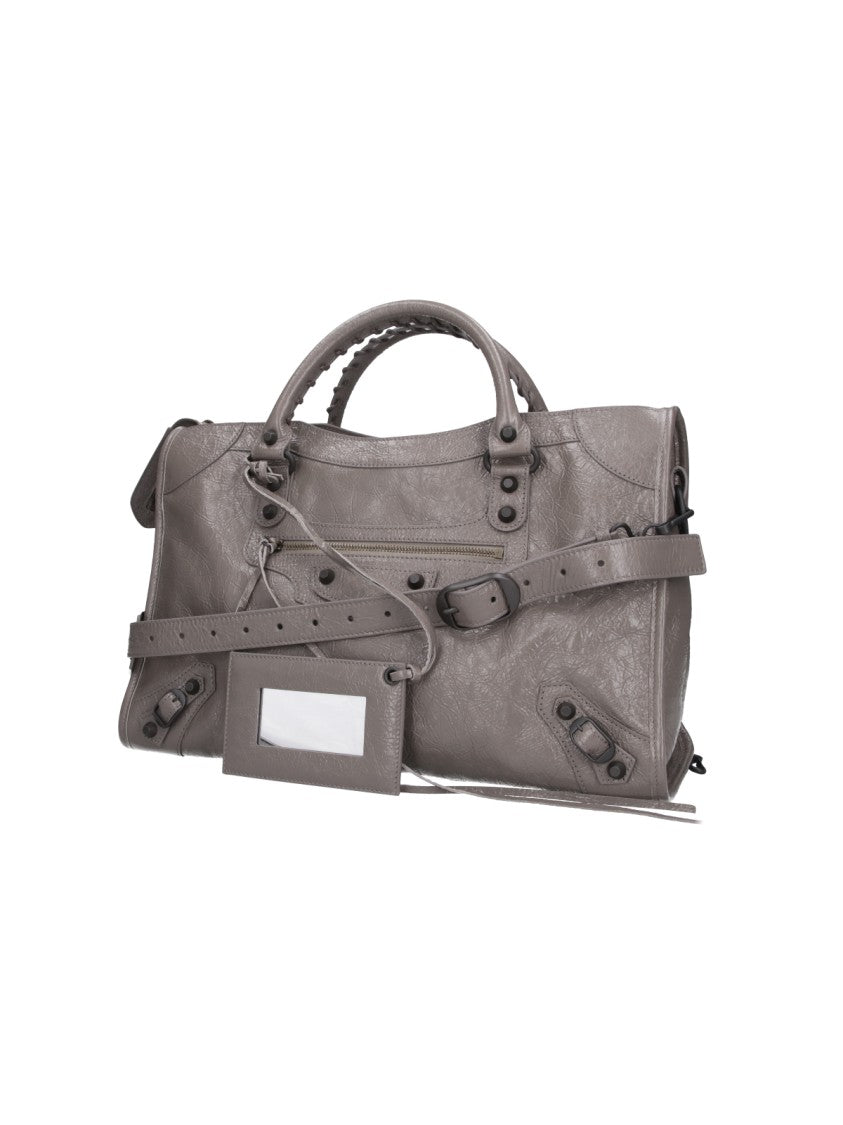 Balenciaga Rectangular Handbag In Textured Grey Leather