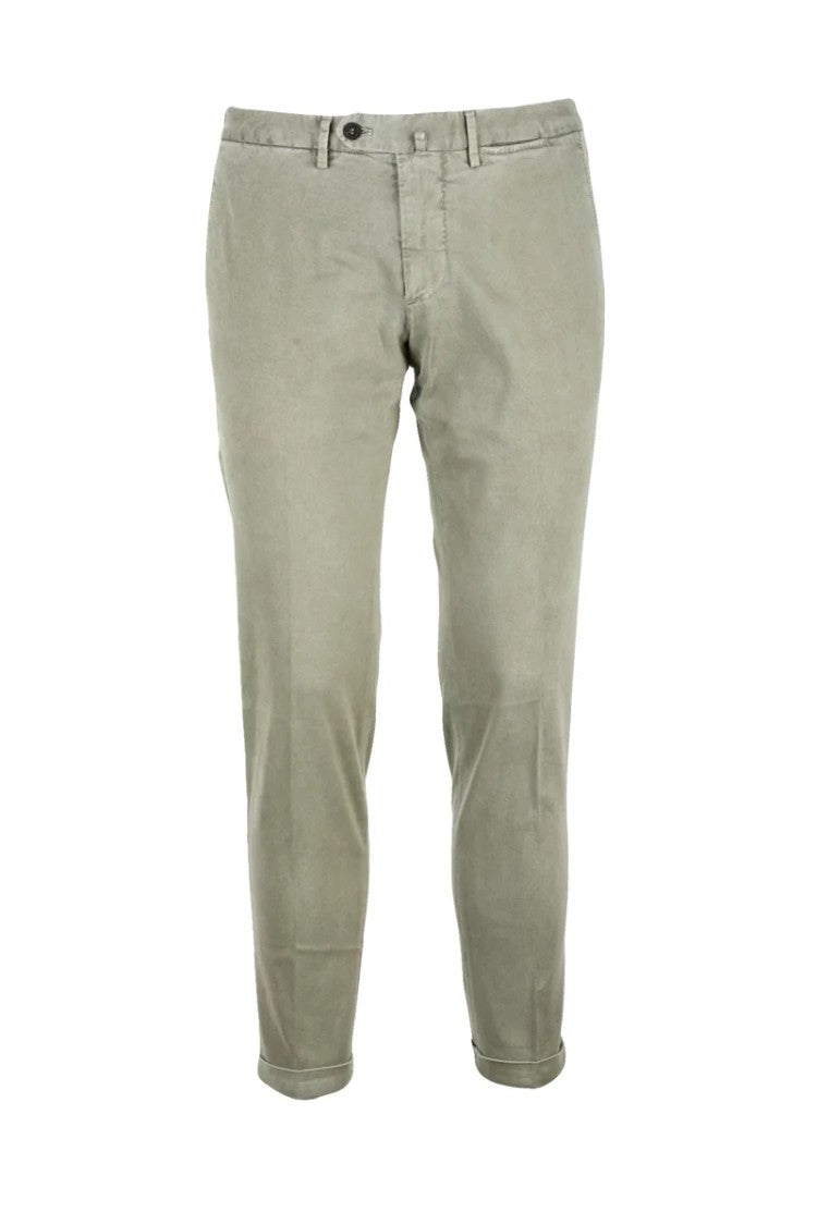 Santaniello Cotton Stretch Trousers - Sage Green
