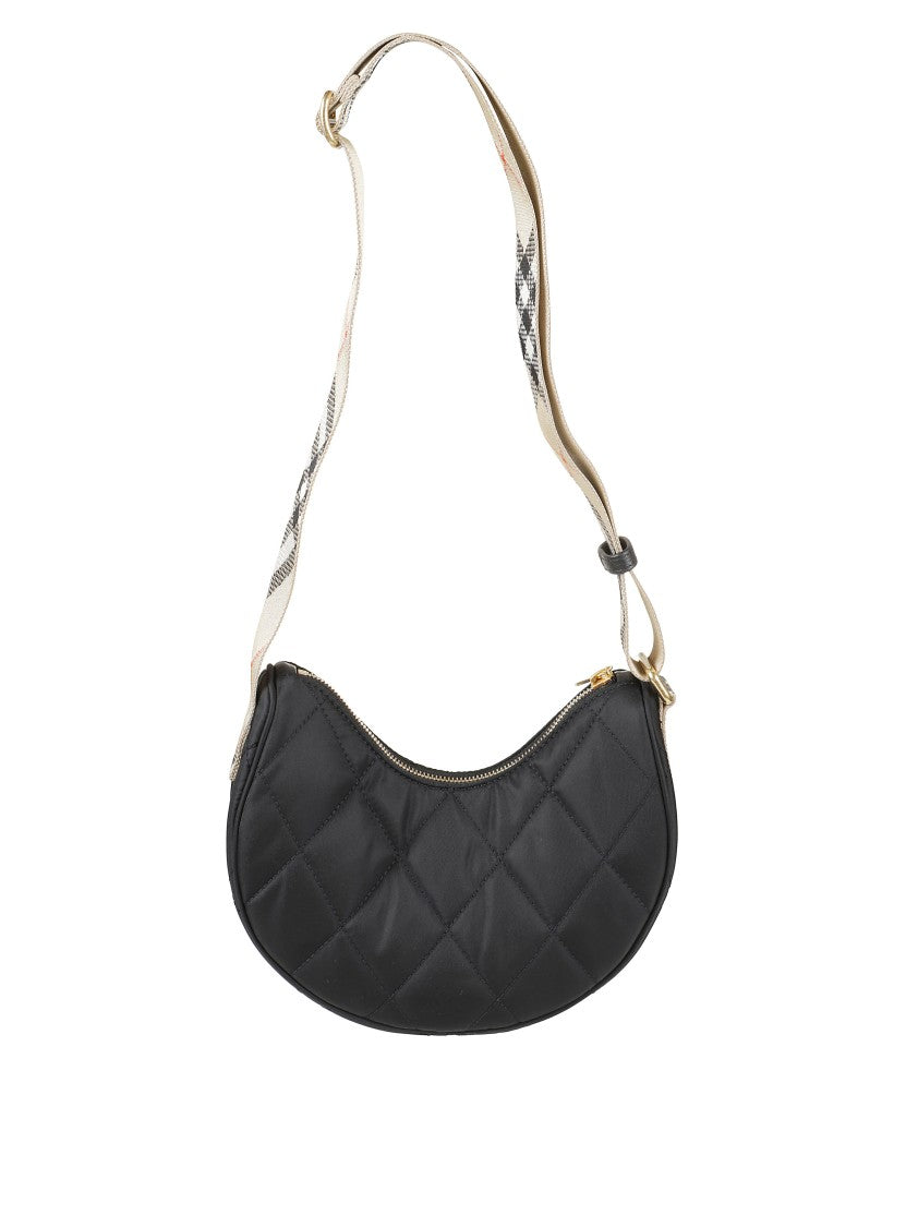 Burberry Curved Quilted Black Handbag With Gold-Tone Hardware