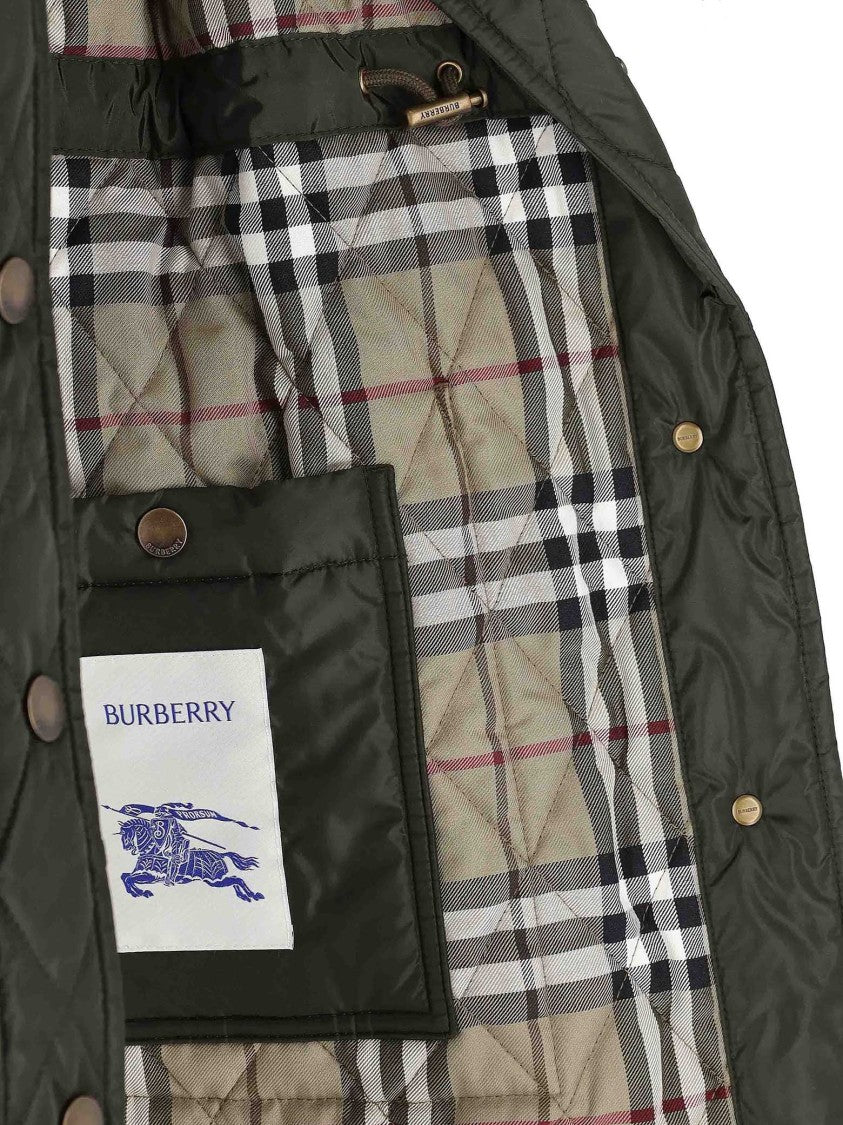 Burberry Quilted Green Burberry Car Coat