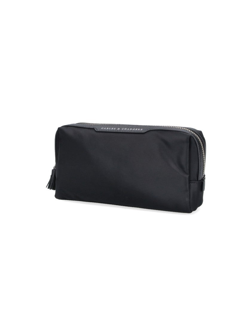 Anya Hindmarch Rectangular Black Bag With Silver Zipper Closure