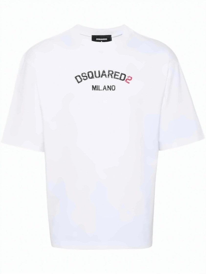 Dsquared2 Classic Crew Neck White Short-Sleeve T-Shirt With Bold Logo Print
