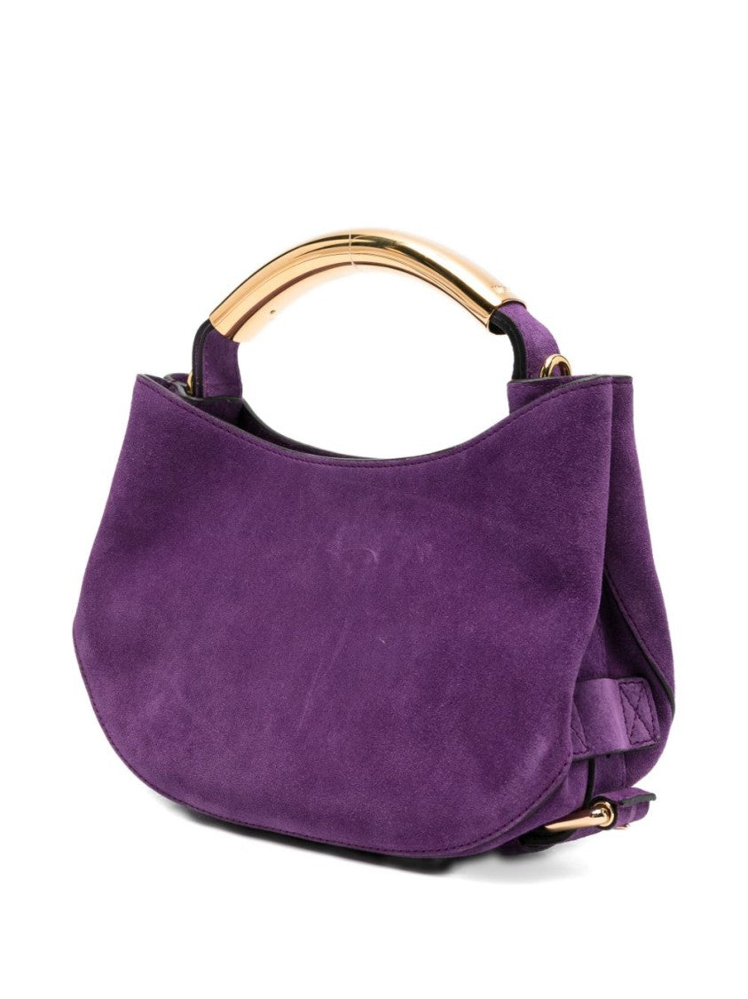 Moschino Violet Suede Curved Base Top Bag
