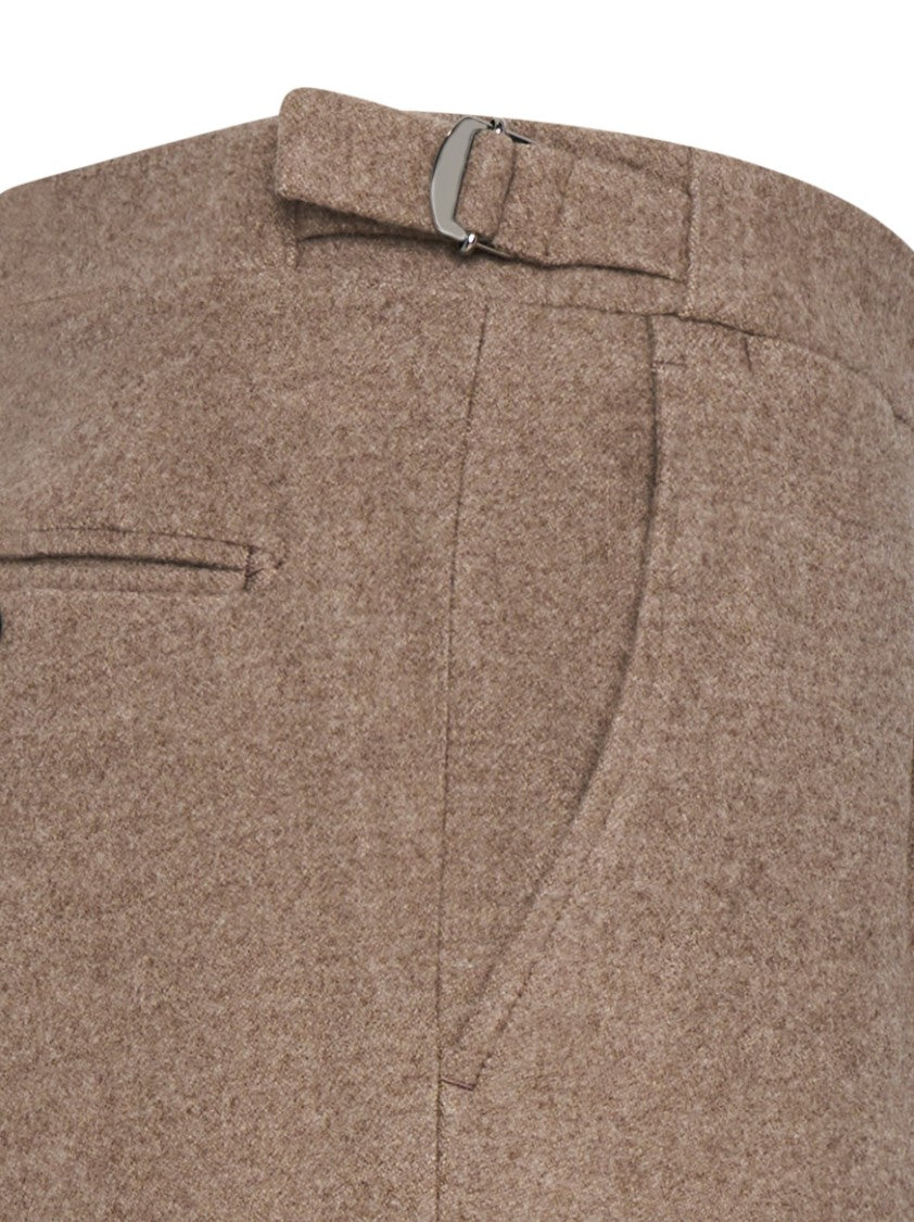 Franzese Collection Tailored Beige Trousers With Double Waistband