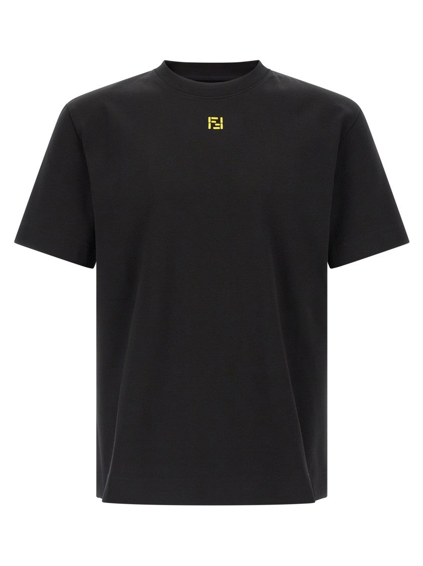 Fendi Thick Cotton Jersey T-Shirt With Embroidered Logo