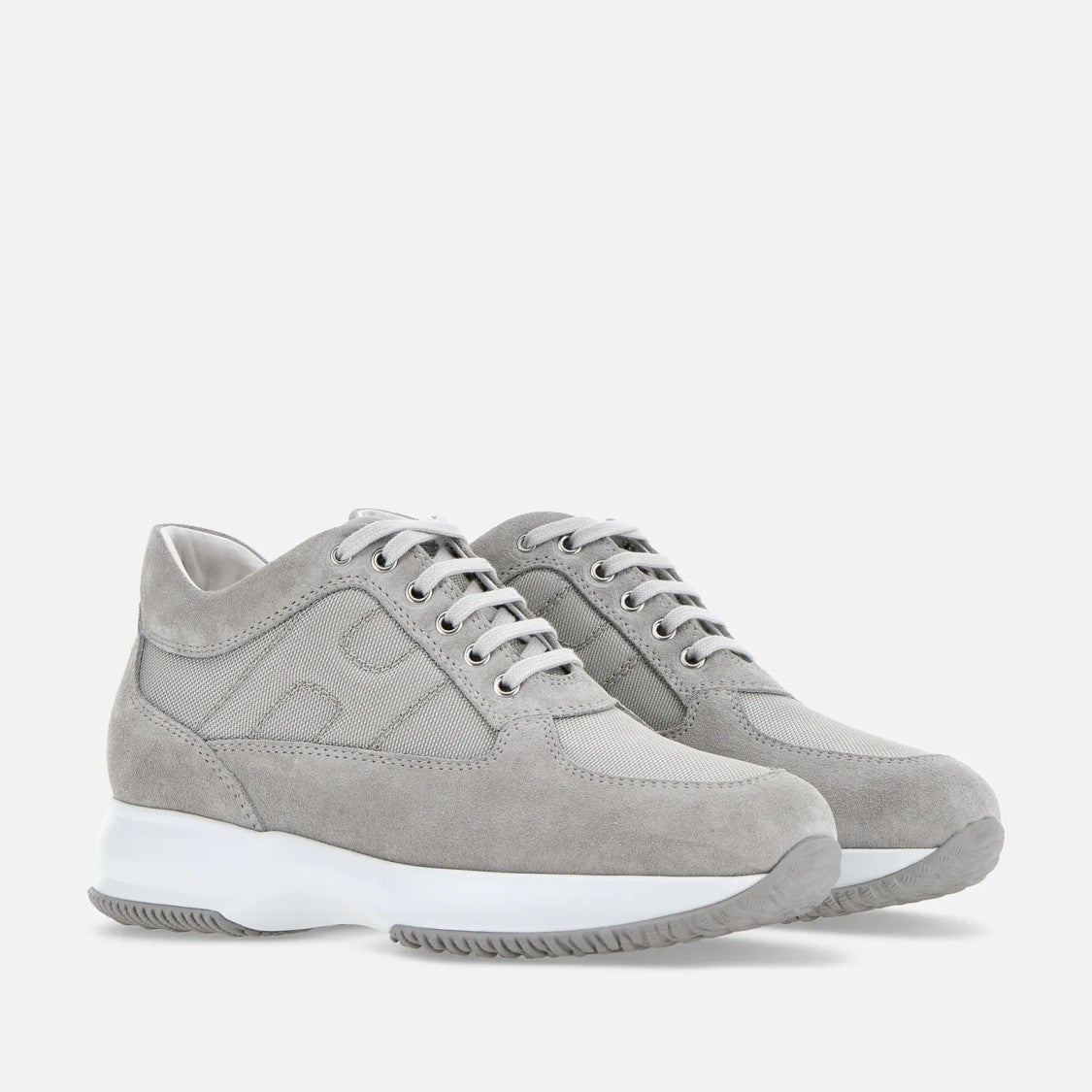Hogan Light Grey Suede And Mesh Sneakers