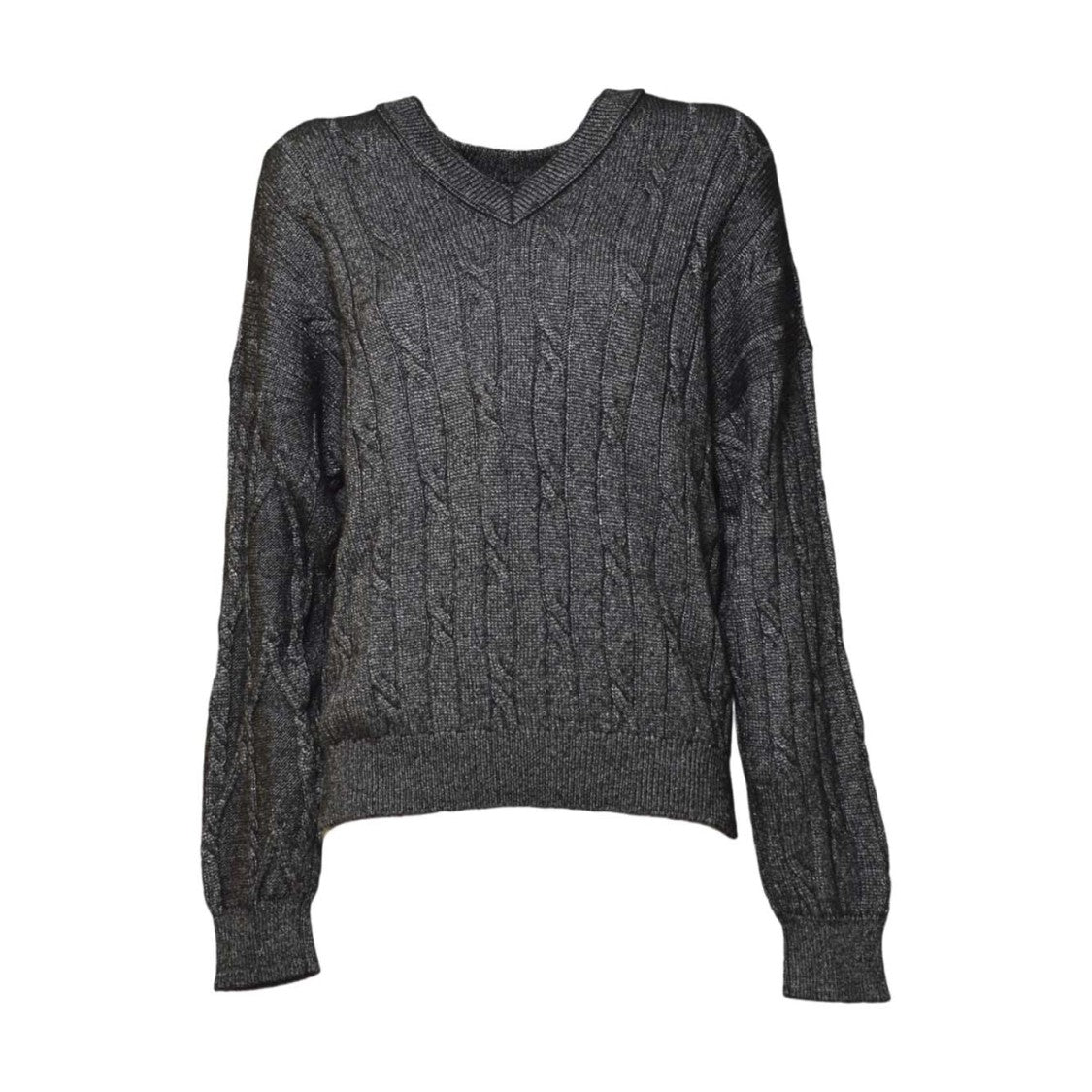 Solotre Classic Black Round Neck Sweater With Long Sleeves