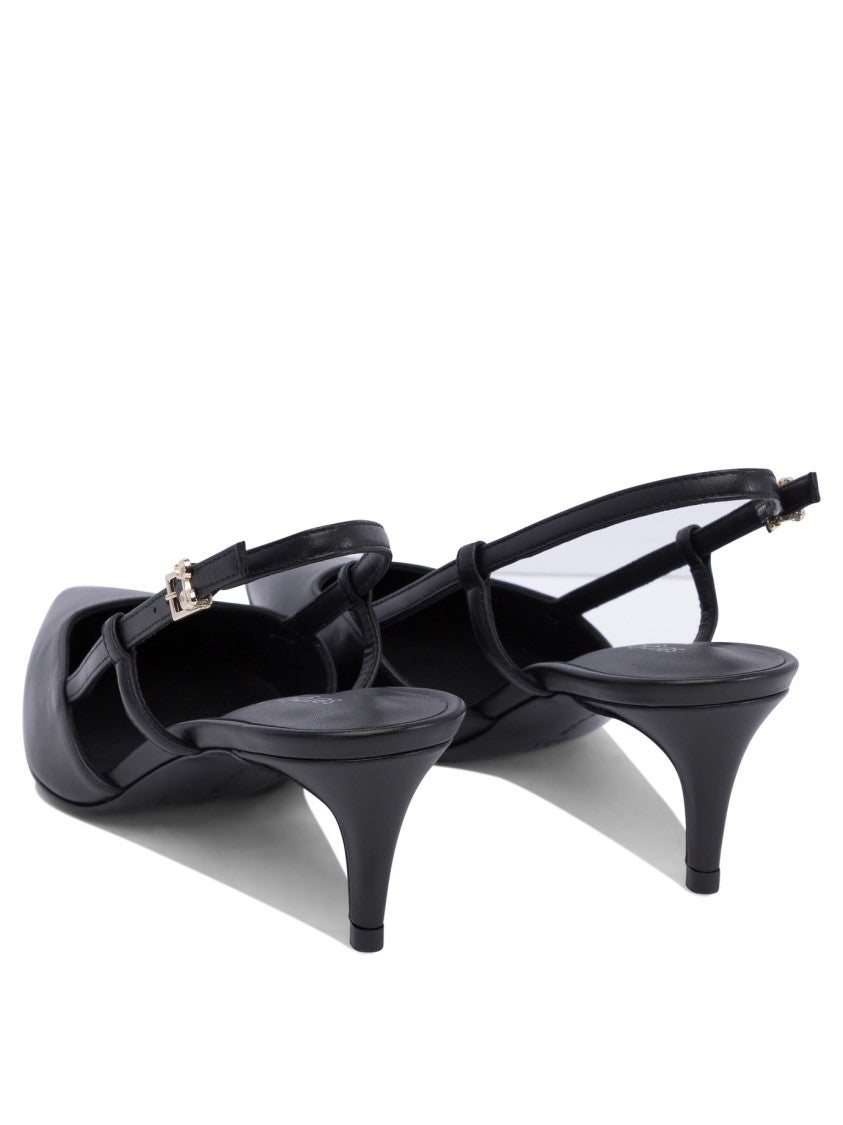 Sergio Levantesi Pointed Toe Slingback Heeled Shoes In Leather