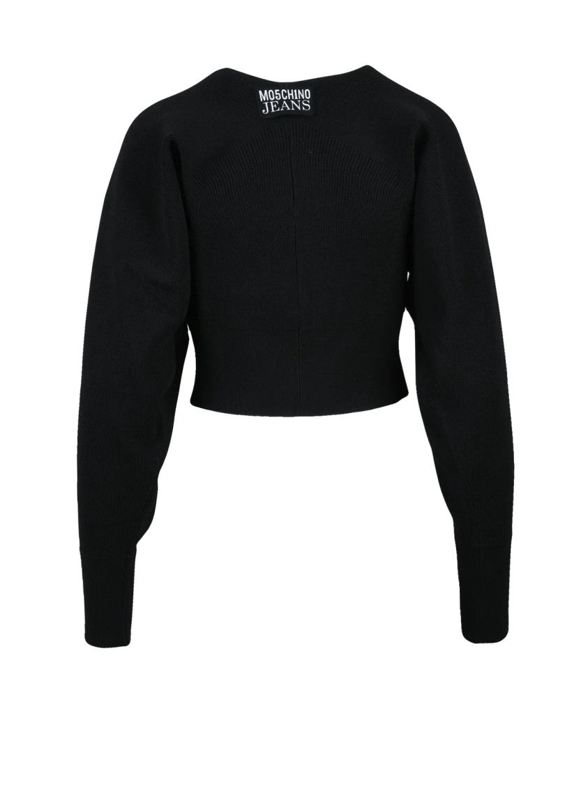 Mo5ch1no Jeans Black Viscose Polyester Short Cardigan