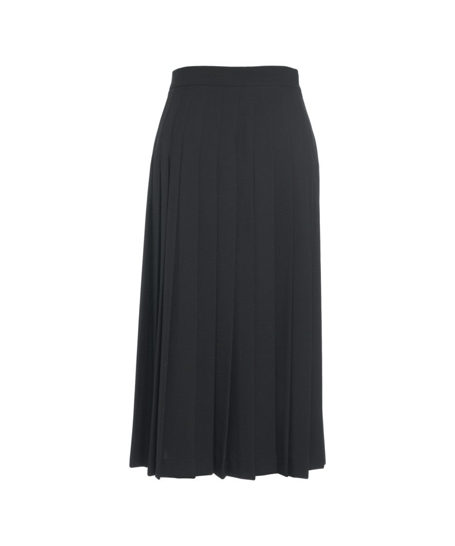 Ottod'ame Pleated Midi Skirt With Discreet Belt Detail