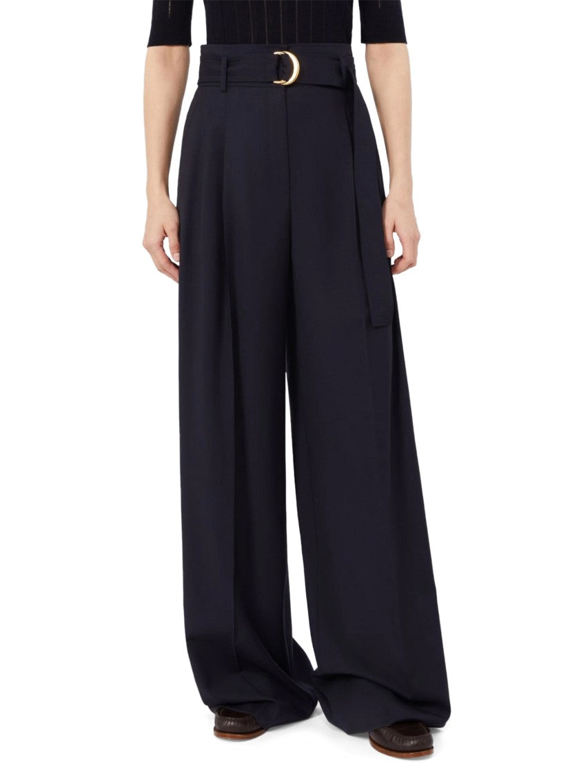 Max Mara Wide-Leg Trousers With High Waist And Gold-Tone Buckle