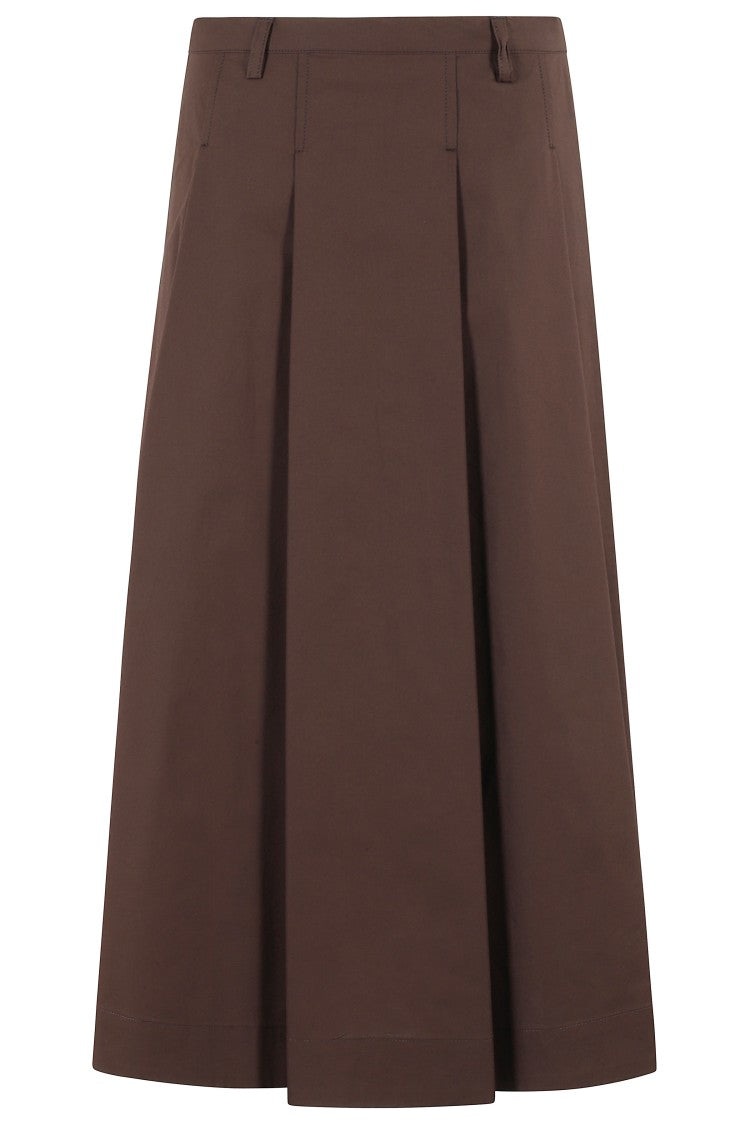 Seventy A-Line Brown Poplin Stretch Maxi Skirt