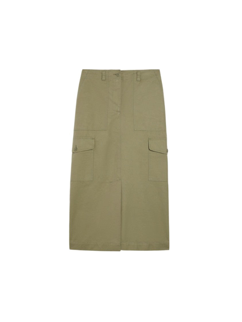 Max Mara Canvas Midi Skirt With Cargo Pockets
