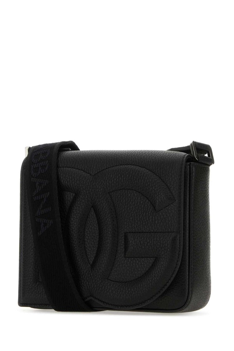 Dolce & Gabbana Black Leather Medium Dg Logo Crossbody Bag
