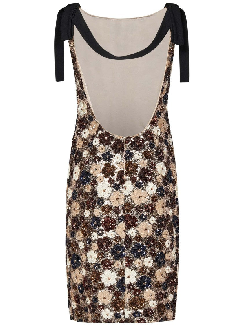 N°21 Sequin Midi Dress With Floral Patterns