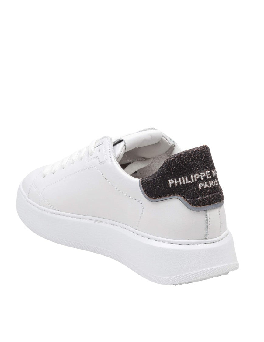 Philippe Model Temple Low Leather Sneakers, Black And White
