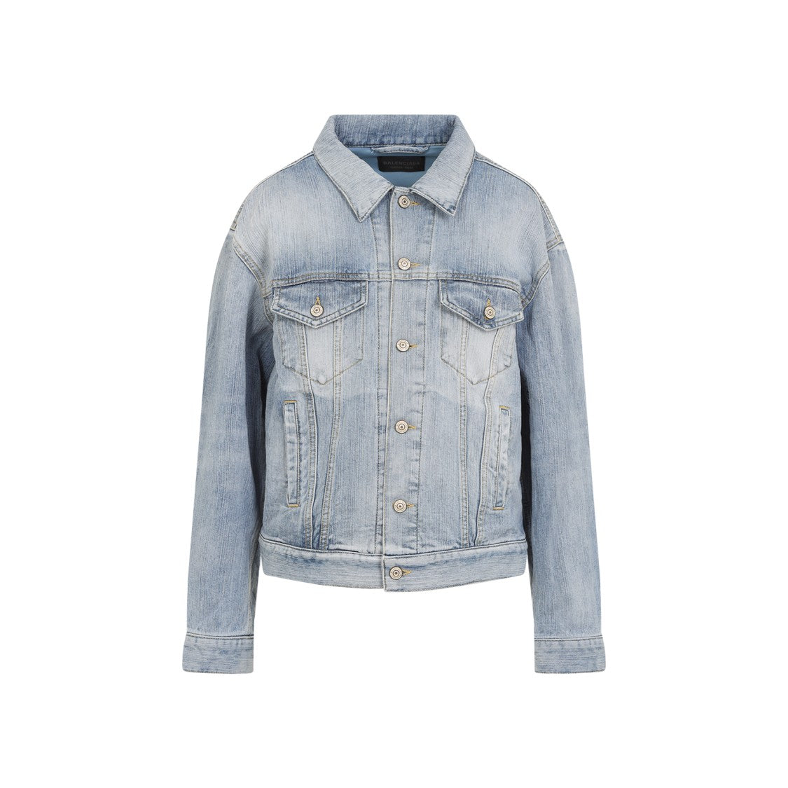 Balenciaga Blue Denim Jacket With Classic Button-Up Front And Chest Pockets