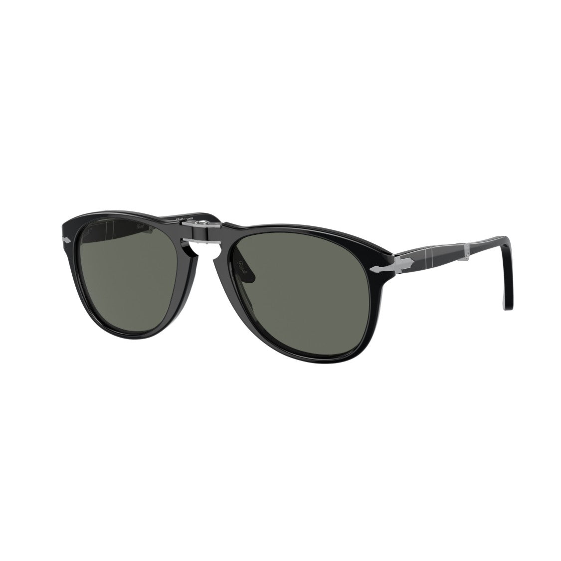 Persol 0Po0714 Rounded Black Acetate Sunglasses With Keyhole Bridge