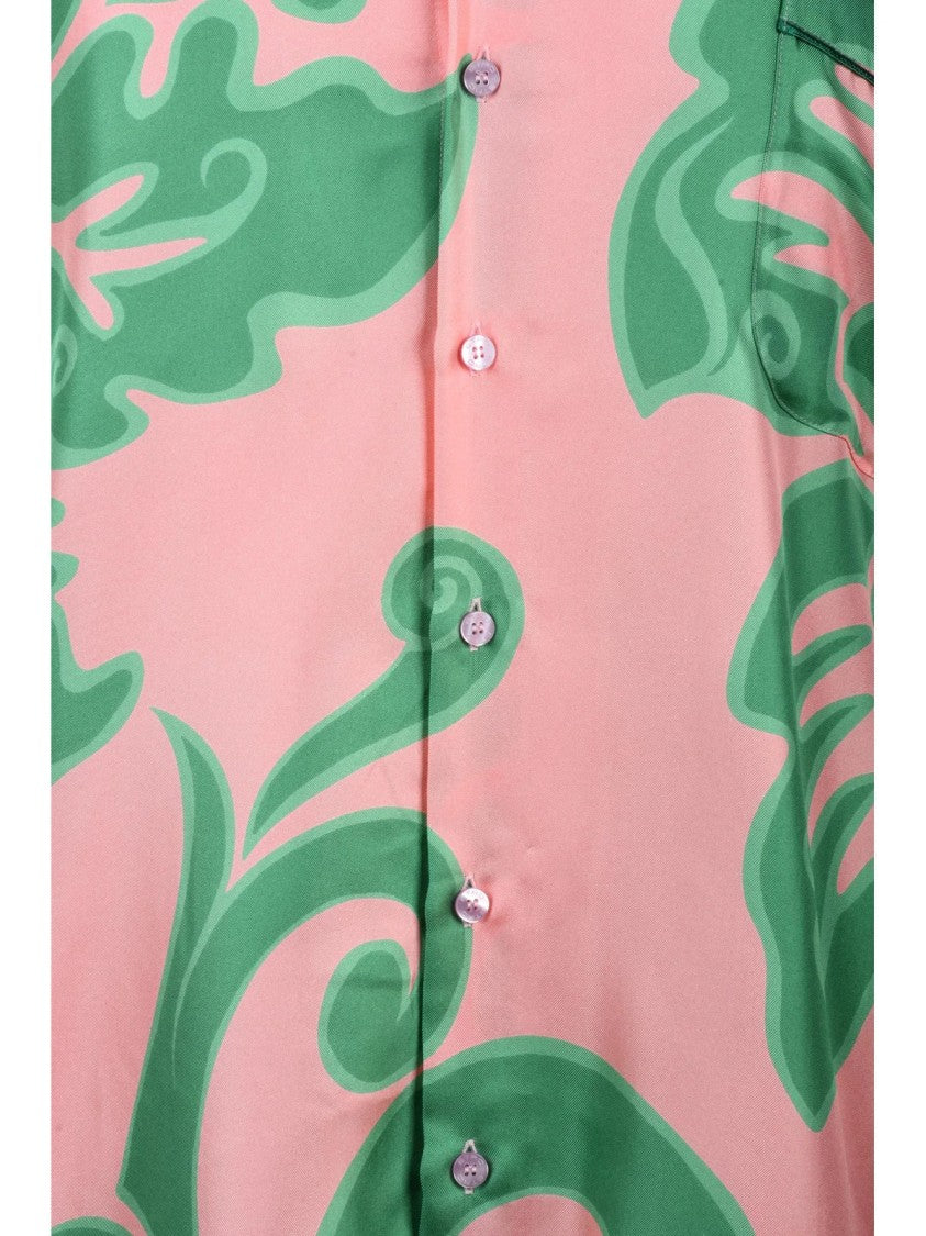 Etro Pink Green Oversized Silk Shirt