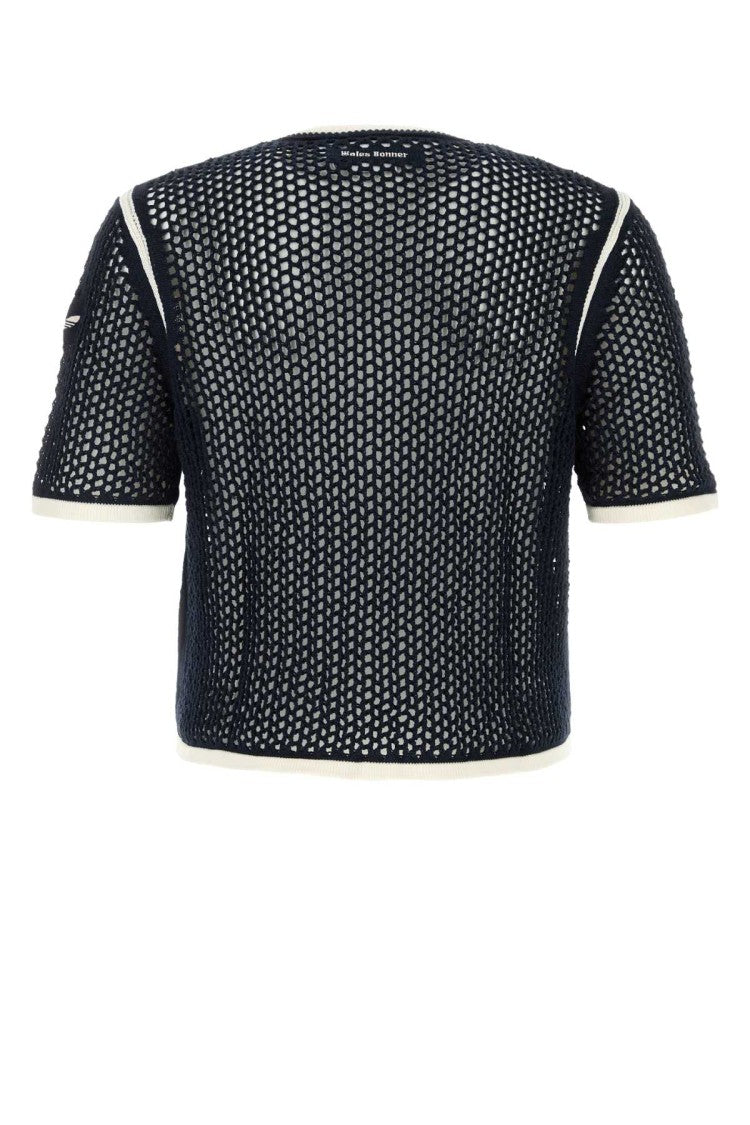 Wales Bonner X Adidas Navy Blue Crochet Wales Bonner X Adidas T-Shirt