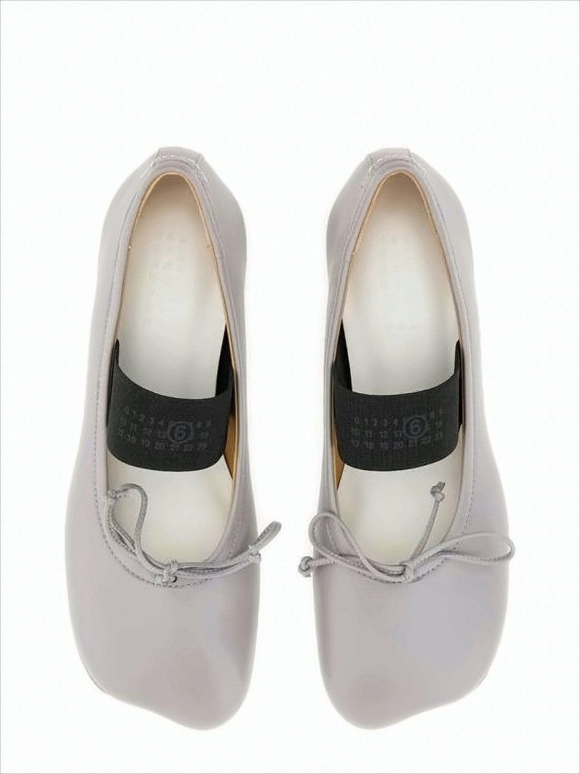 Mm6 By Maison Margiela Minimalist Grey Lambskin Flats With Bow Detail