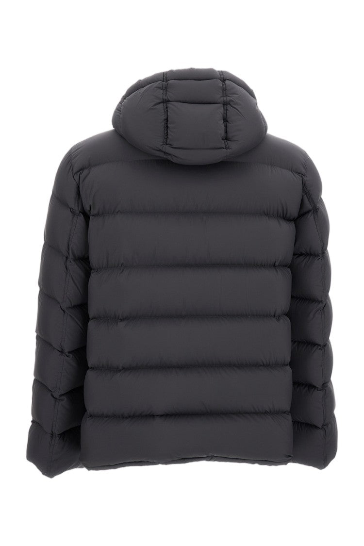 Herno Grey Hooded Satin Nylon Down Puffer Jacket