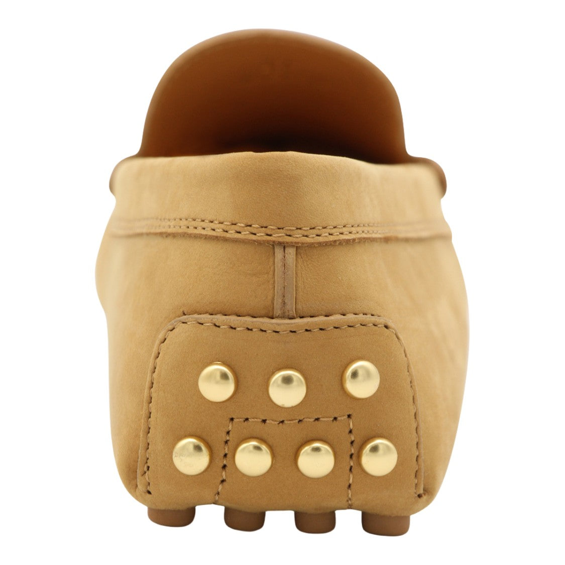 Tod's Camel Leather Flat Shoes With Moccasin Stitch