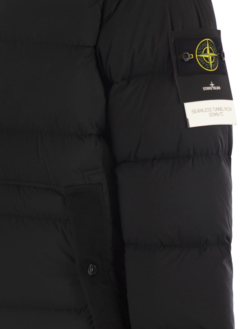 Stone Island Hooded Down Jacket With Seamless Drip-Proof Feather Channels