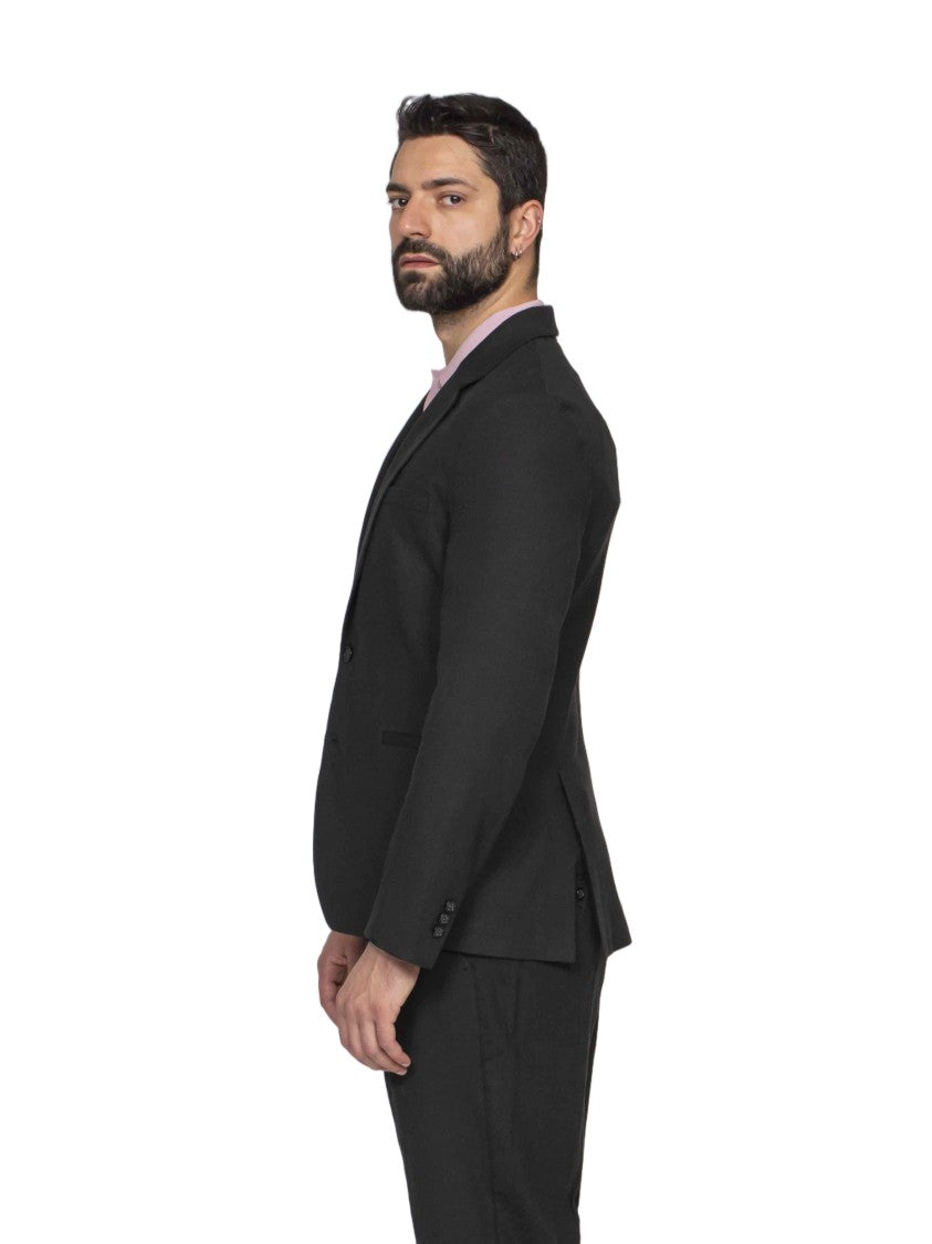 Paolo Pecora Black Notch Lapel Tailored Blazer