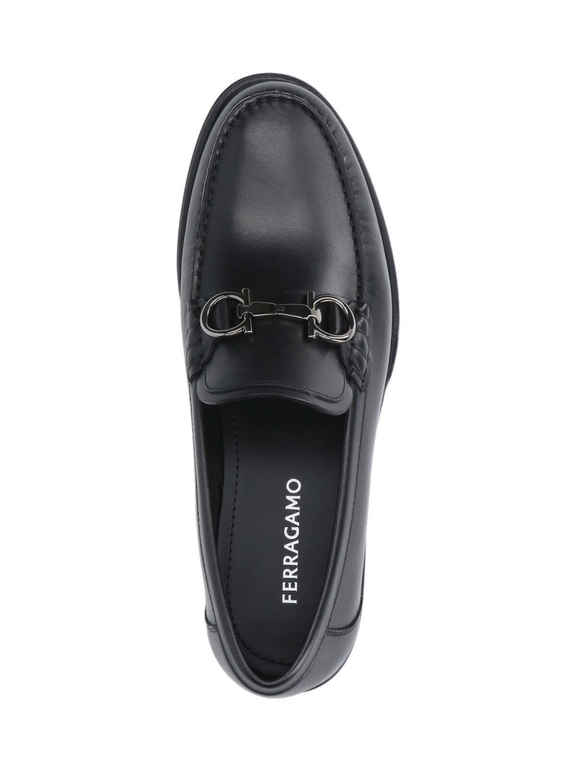 Ferragamo Smooth Leather Moccasin Toe Shoes With Polished Finish