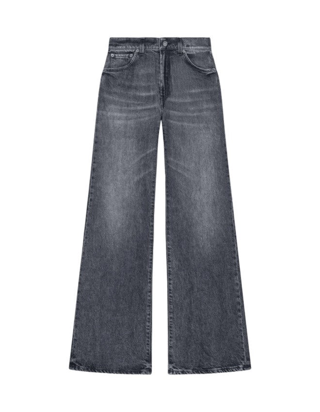 Dondup Wide-Leg Jeans In Vintage Black Wash With Iconic Logo