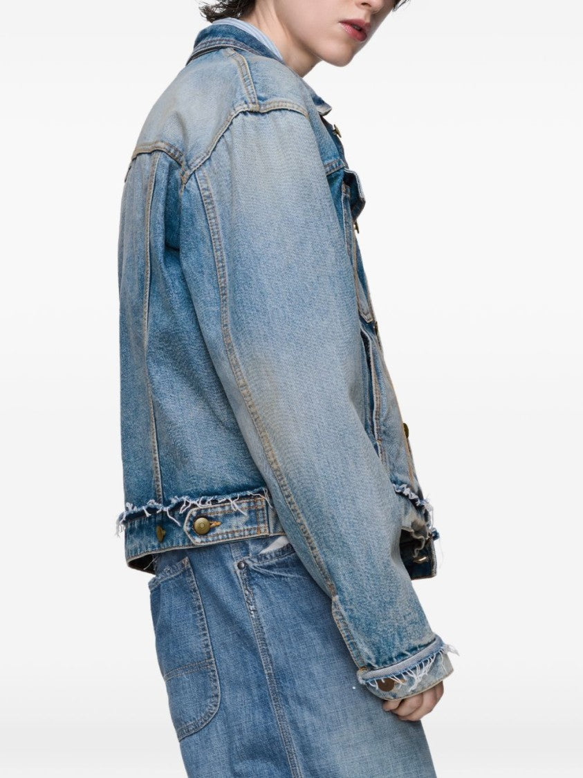 Maison Margiela Cropped Denim Jacket With Faded Wash