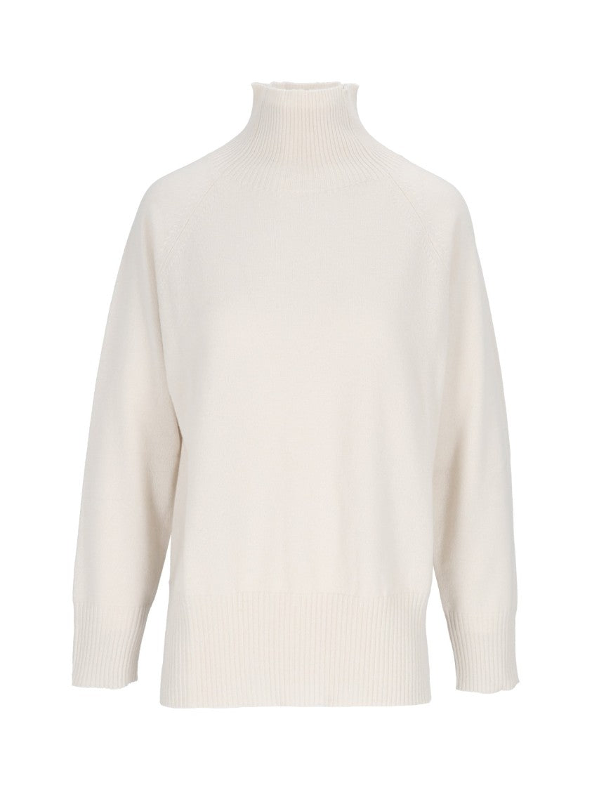 Kangra Cashmere Raglan Turtleneck Sweater With Side Slits