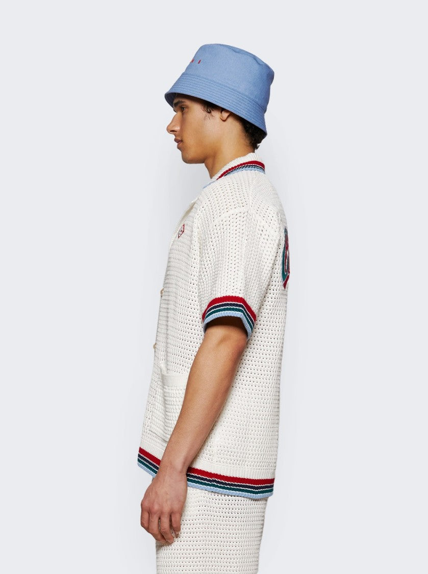 Casablanca Sporty Faux Crochet Shirt White