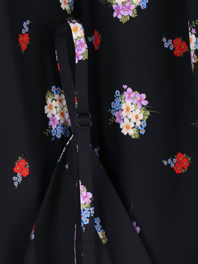 Dolce & Gabbana Black Floral Silk Midi Dress