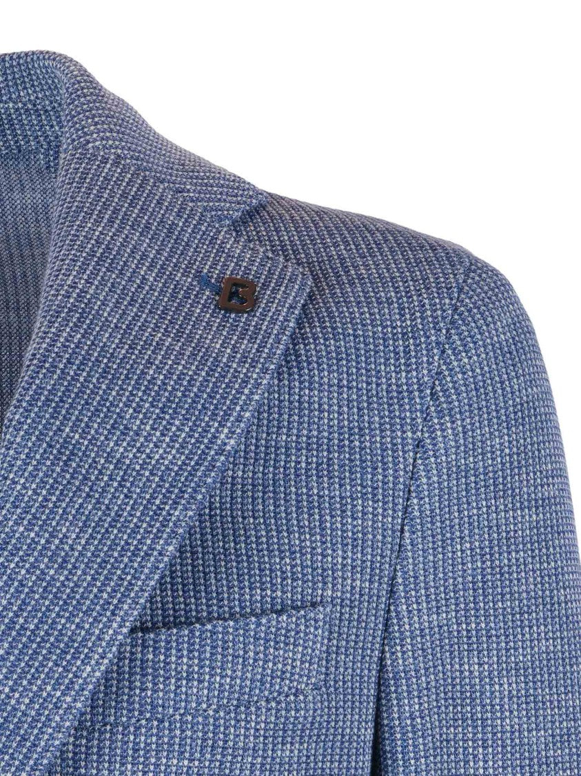 Breras Textured Blue Notch Blazer