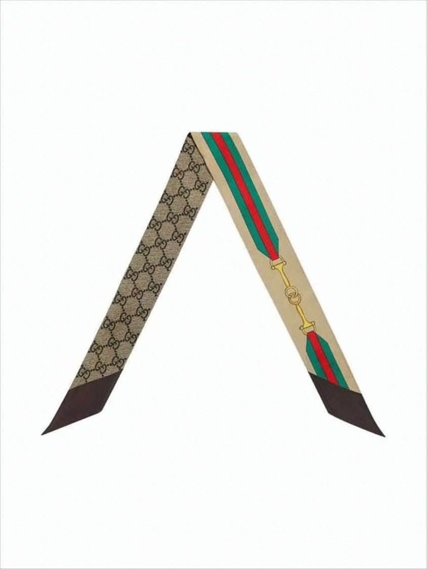 Gucci Silk Neck Bow With Horsebit Motif And Monogram