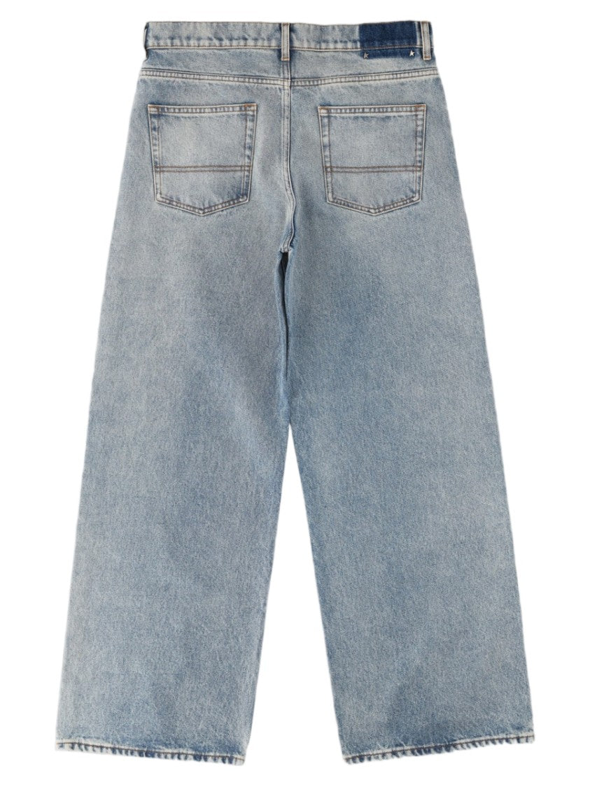 Golden Goose Relaxed Wide-Leg Light Blue Cotton Jeans
