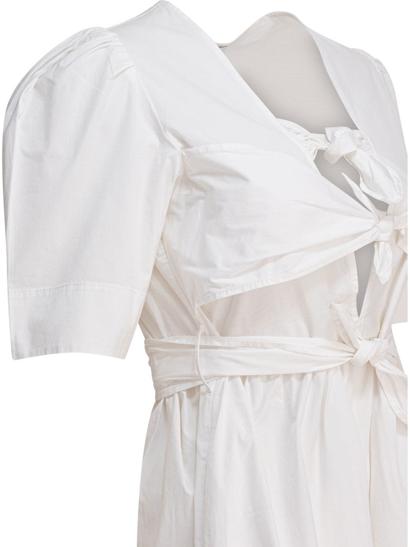 Ganni Midi Dress Featuring Knotted Ribbons