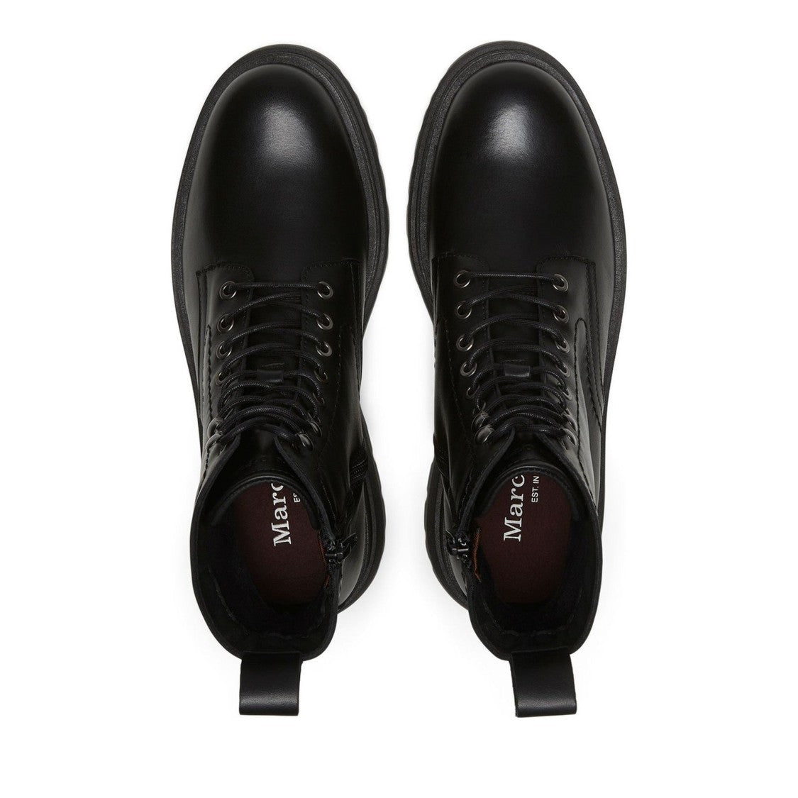 Marc O'polo Black Martin 13A Leather Lace-Up Side Zip Boots