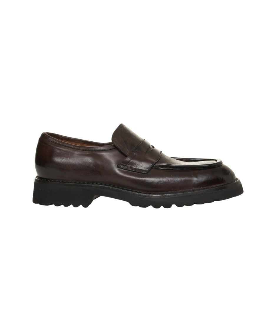 Green George Leather Penny Loafers With Sculpted Outsole