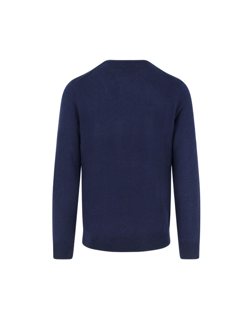 Polo Ralph Lauren Fitted Blue Wool Crewneck Sweater