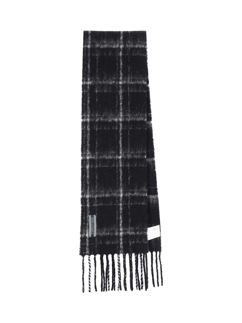 Our Legacy Intarsia Check Scarf In Black Alpaca-Wool Blend