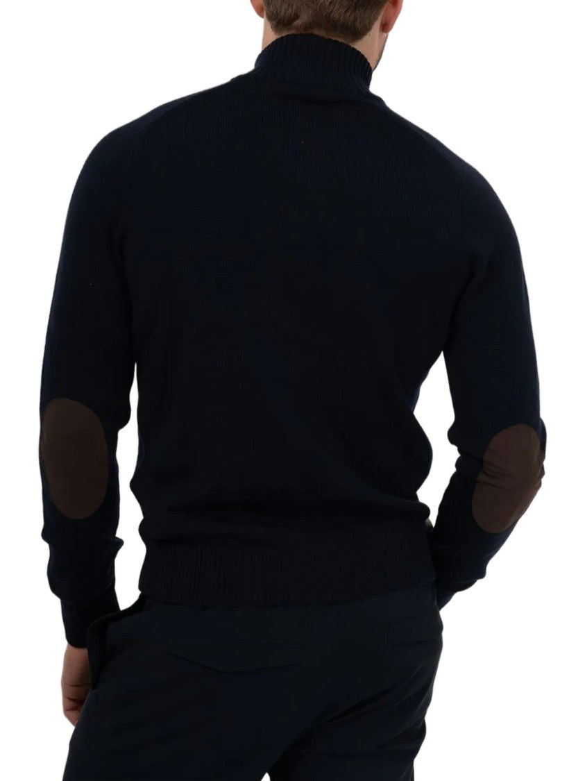 Gran Sasso Tailored Black Wool Zip-Up Jacket With Ribbed Details