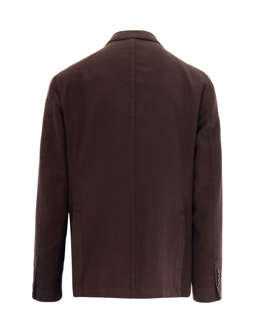 L.B.M. 1911 Brown Ramié Slim-Fit Cotton Ramie Blazer