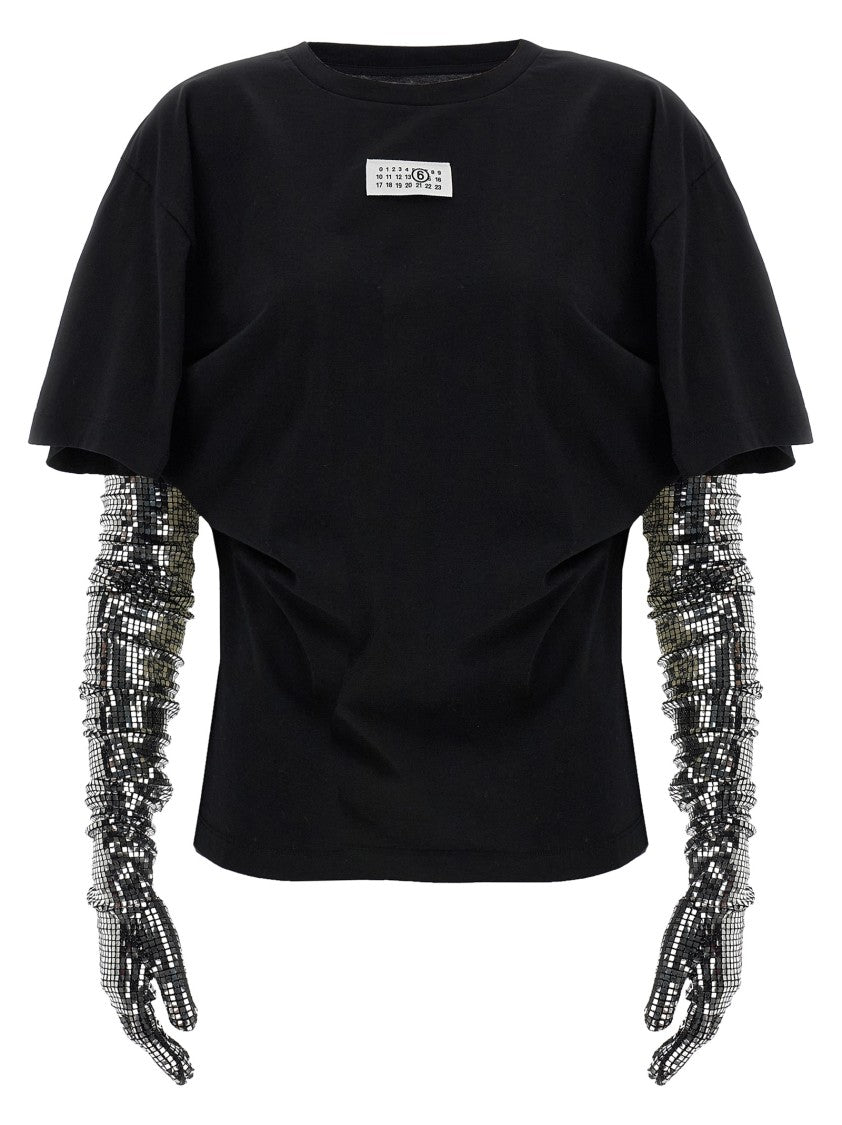 Mm6 By Maison Margiela Sequin Gloves T-Shirt