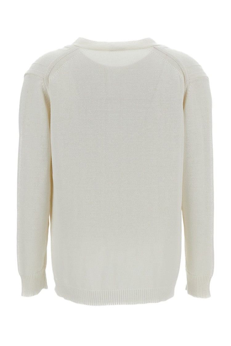 M.S.M. Milano Ribbed Cotton Cardigan With Button Closure And Applied Pockets